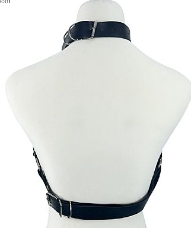 Harness com Contorno de Busto em Couro com Correntes